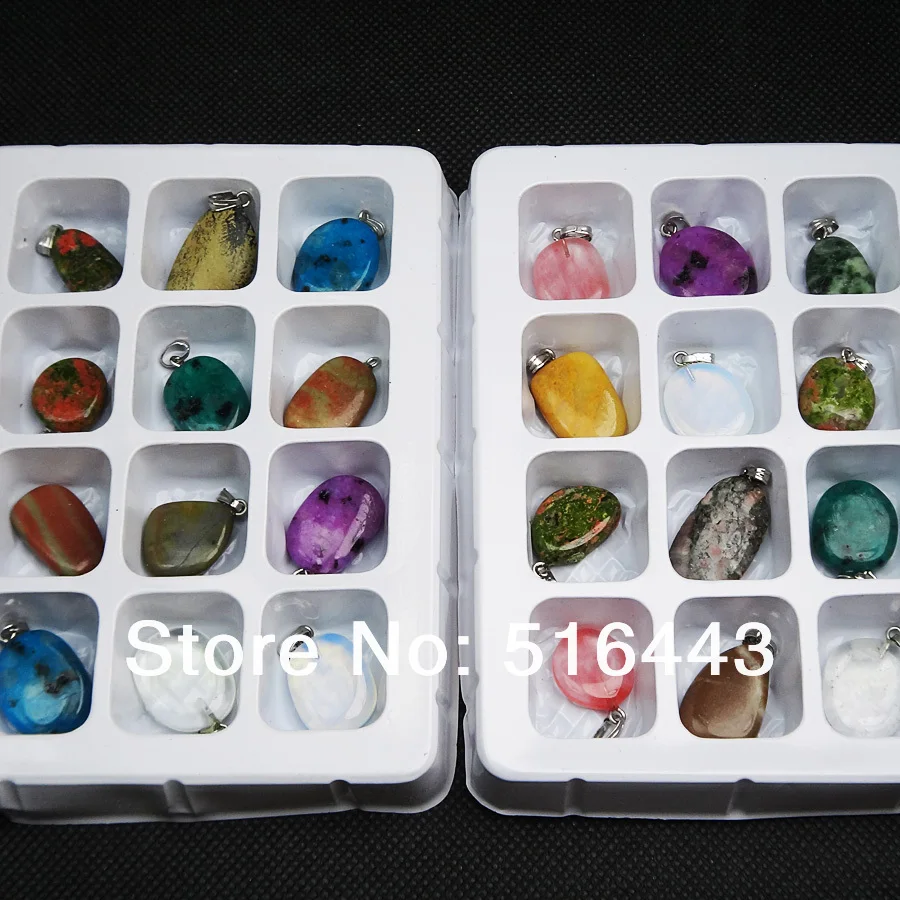 

Wholesale Jewelry Lots Fashion 20pcs Mix Natural Stone Women Mens Pendants Free Shipping A437