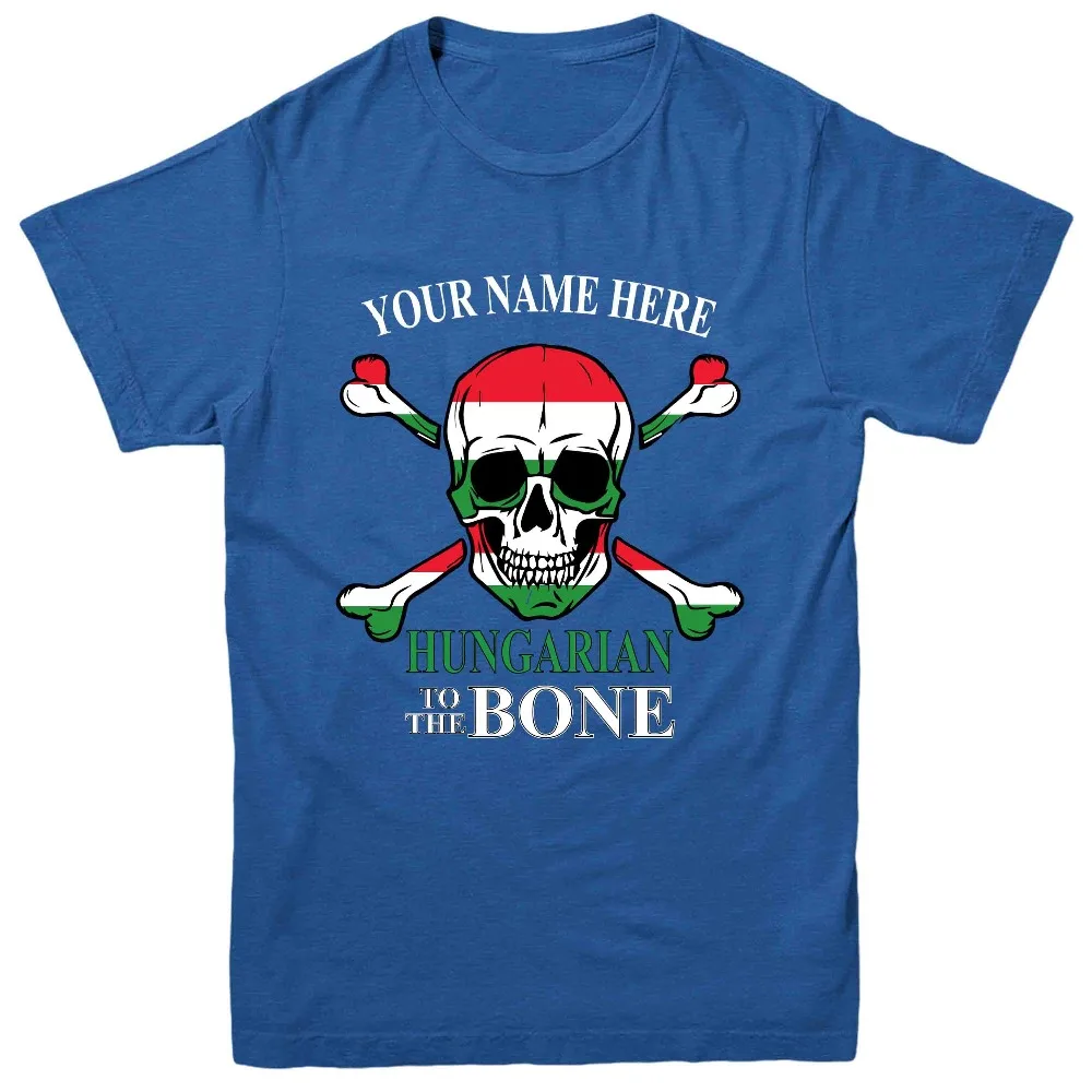 Personalised Hungarian To The Bone T-Shirt Hungary Flag Skull Design Tee Top 100% Cotton Homme Tshirt Funny Hipster | Мужская одежда