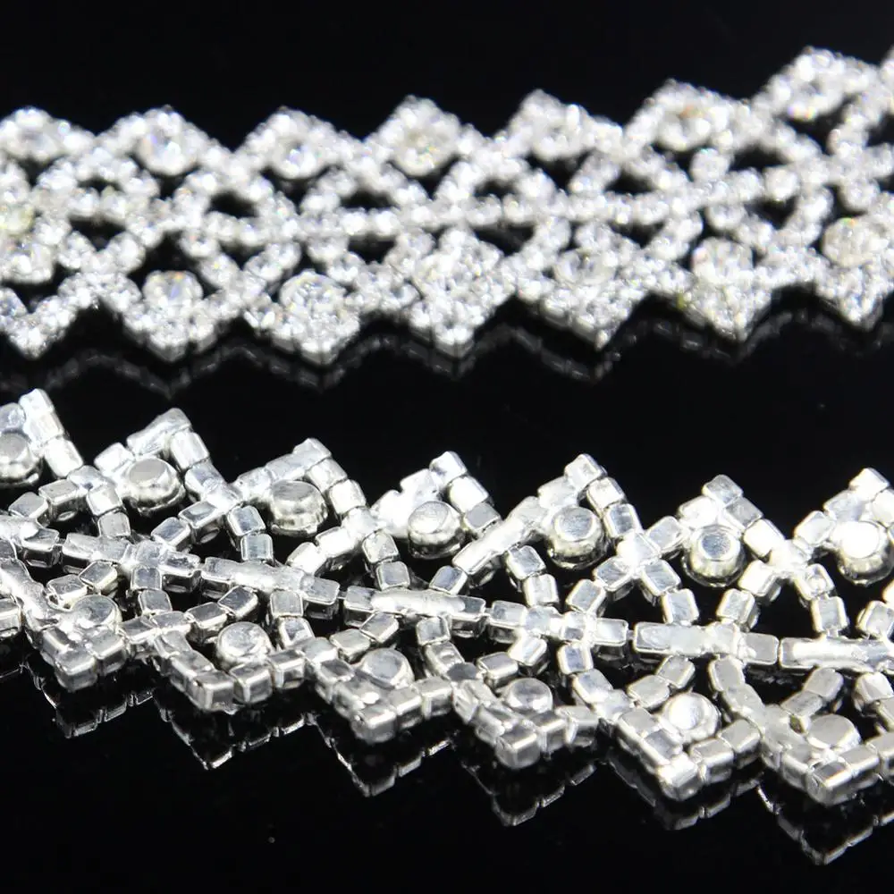 10Yards Rhinestones Trim Silver Rose Golden Rhinestone Ribbon Sewing Collar Crafts | Дом и сад