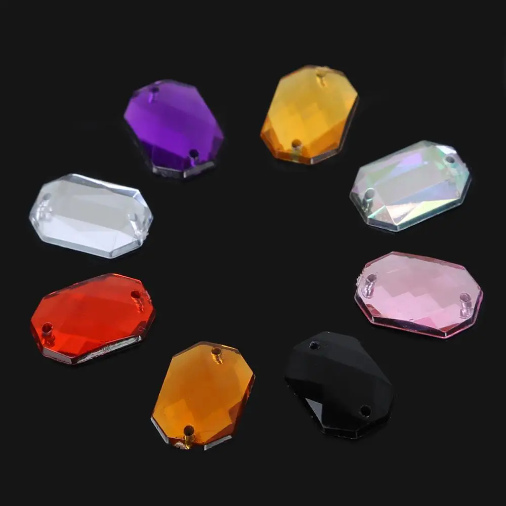 100 10X14mm Sewing Crystal Transparent Square Flat Back Rhinestone Loose Beads Acrylic DIY Clothing Crafts | Дом и сад