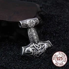925 пробы серебряная подвеска-Молот для викинга из козла викинга Тора с цепочкой из натуральной кожи и киля в подарок
