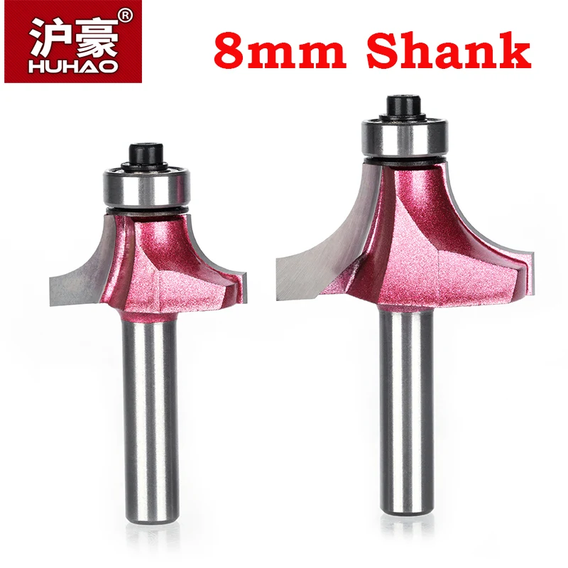 

HUHAO 1pcs 8mm Shank Round-Over Router Bits for wood Woodworking Tool endmill with bearing milling cutter Corner Round Over Bit