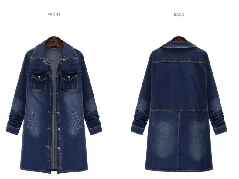 Джинсовое пальто для женщин размера плюс новинка весны 2018 Стильное повседневное