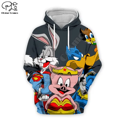 Мужские толстовки с капюшоном Bugs Bunny, Супергерой marvel, 3d принт looney ttes, толстовка на молнии, унисекс, Повседневный пуловер, Осенний подростковый пиджак
