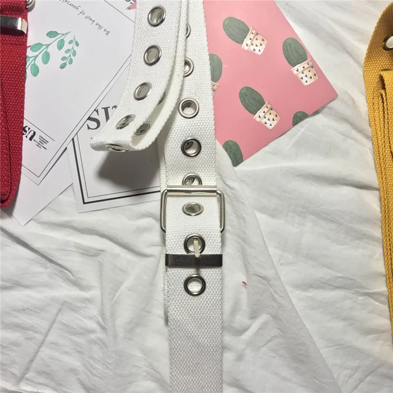 Ceinture Femme корейский стиль Харадзюку цельные универсальные желтые ремни для женщин Модный холщовый ремень с пряжкой