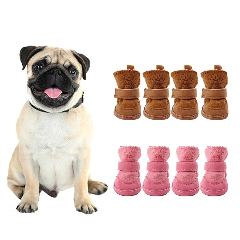 Зимняя Толстая Теплая Обувь для собак 4 шт./компл. уличные зимние Нескользящие