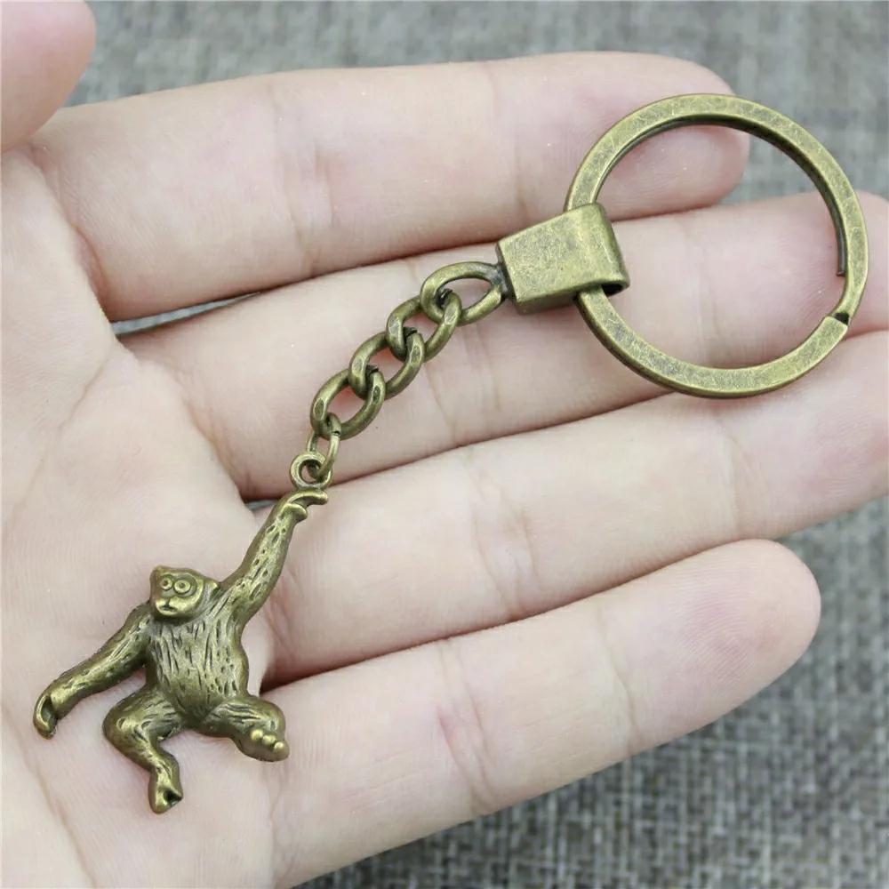 Antique Bronze Брелок в форме обезьяны брелок "Обезьяна" 32x27 мм 2 цвета античная бронза старинное серебро обезьяна Сувенирный брелок подарки для Для мужчин - Цвет: Antique Bronze