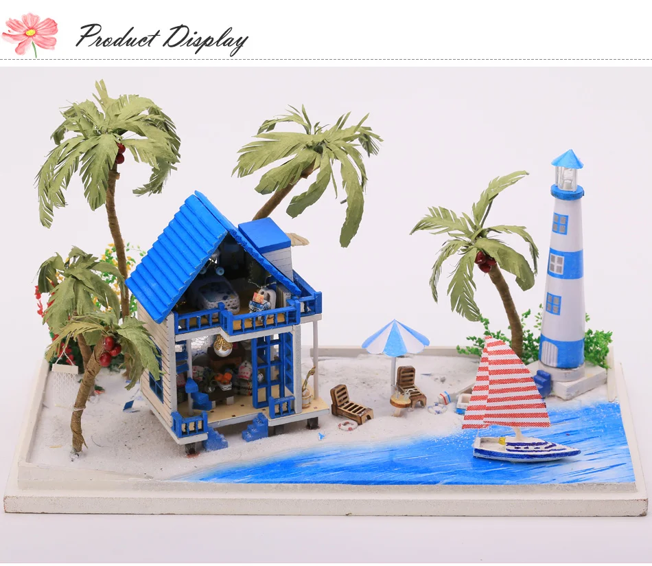 DIY деревянный дом Miniaturas с мебели DIY Эгейское море миниатюрный дом Кукольный домик детские игрушки подарок на Рождество и день рождения N002