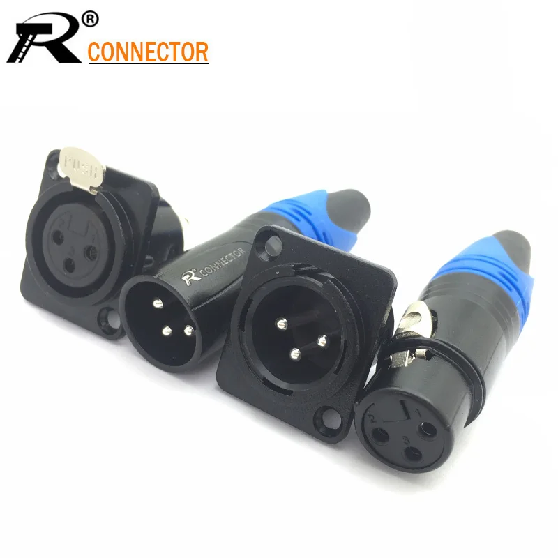 50 комплектов 3 контактный разъем XLR шт. штекер + гнездовой полюсный адаптер