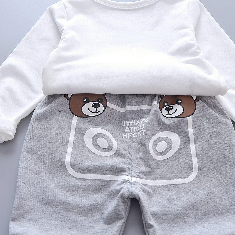 Коллекция года, комплект одежды для мальчиков и девочек одежда для малышей футболка с рисунком медведя, куртка детские штаны Детский костюм из трех предметов