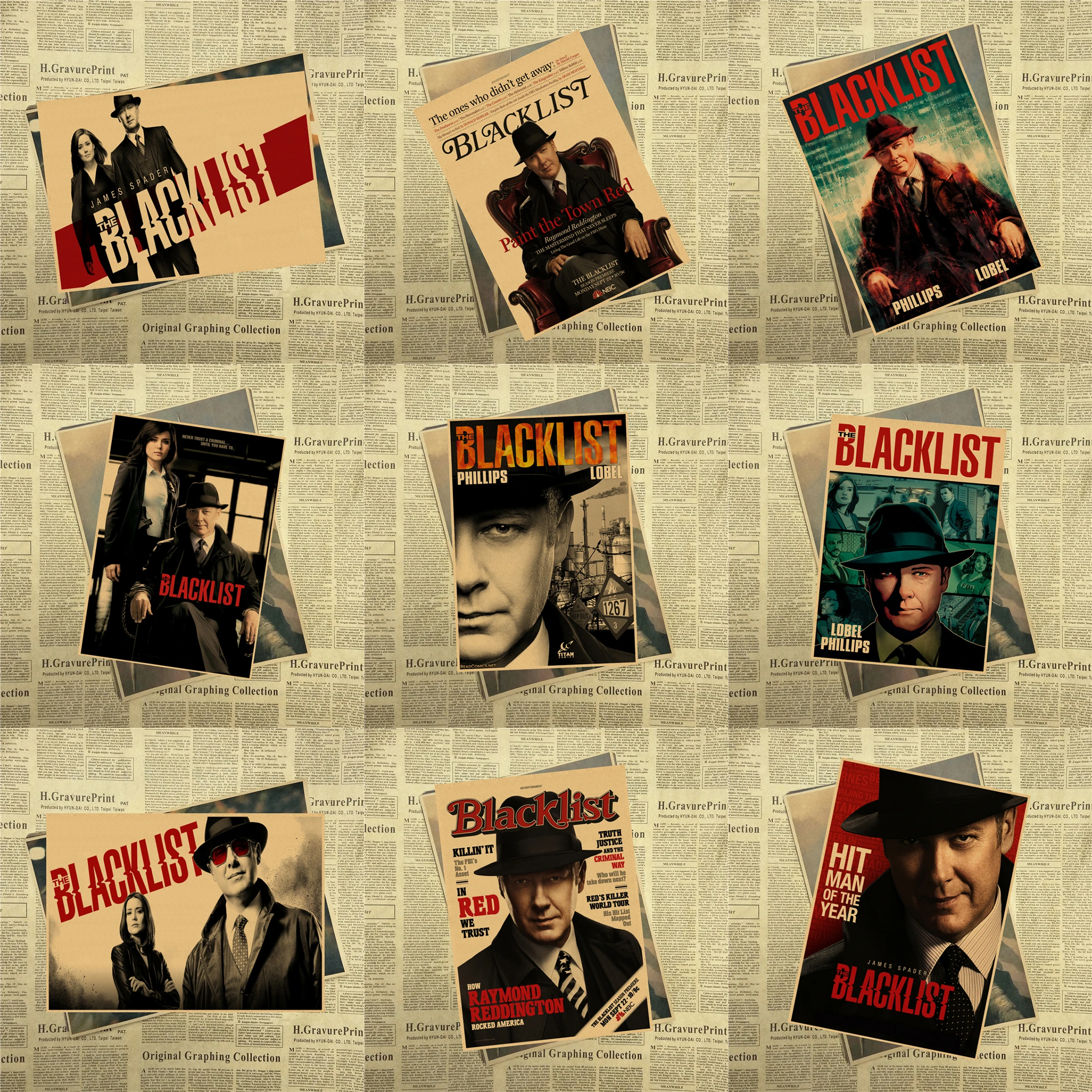 Blacklist core Vintage Jame Spader TV series 2014 постер из крафт бумаги настенные декоративные