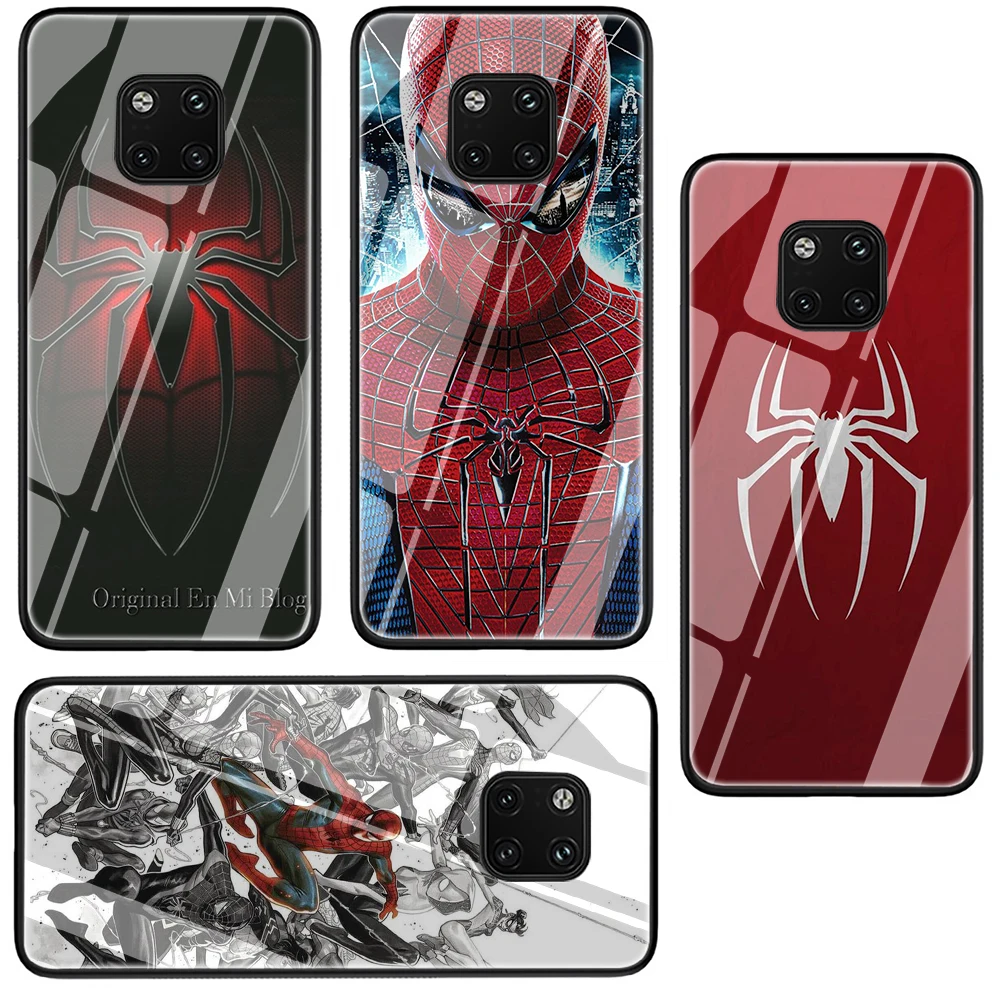 Чехол из закаленного стекла с Бэтменом и человеком-пауком для huawei Y6 Y9 Honor 8X 7A 9 10 P10 P20 P30 mate 20 Lite Pro
