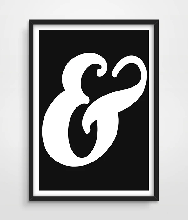 Плакат с черно белым амперсом печать на стене Декор для дома зимний Новогодний