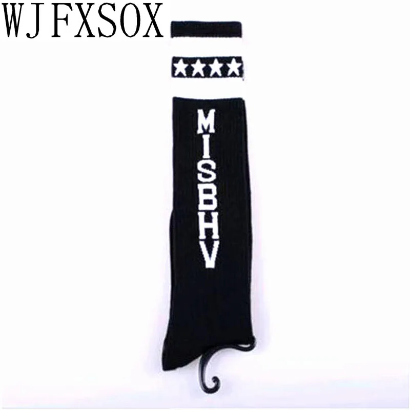 

1 pairs MIS Pentagon Heart PYREX Long Striped Socks Retro Lovers Street Tide Knee high baseball team Socks men Meias