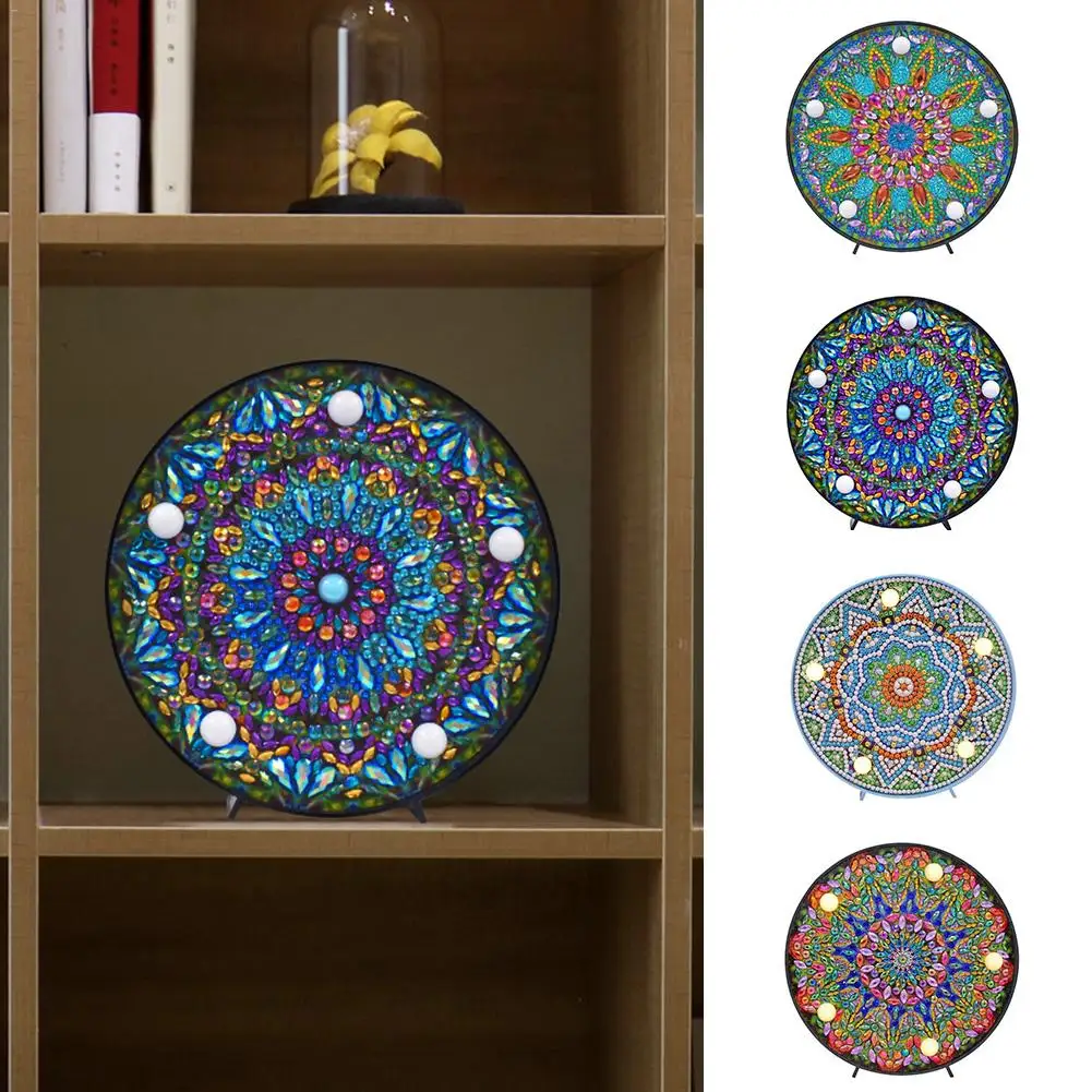 

Retro Diamond Painting Small Led Night Lights DIY Diamond Shaped Decorative Lights for holiday birthday gift