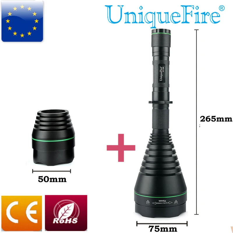

UniqueFire UF-1508 T75 850nm светодиодный инфракрасный фонарь для охоты + 50 мм Головка часть 3 режима идеальный прожектор для охоты