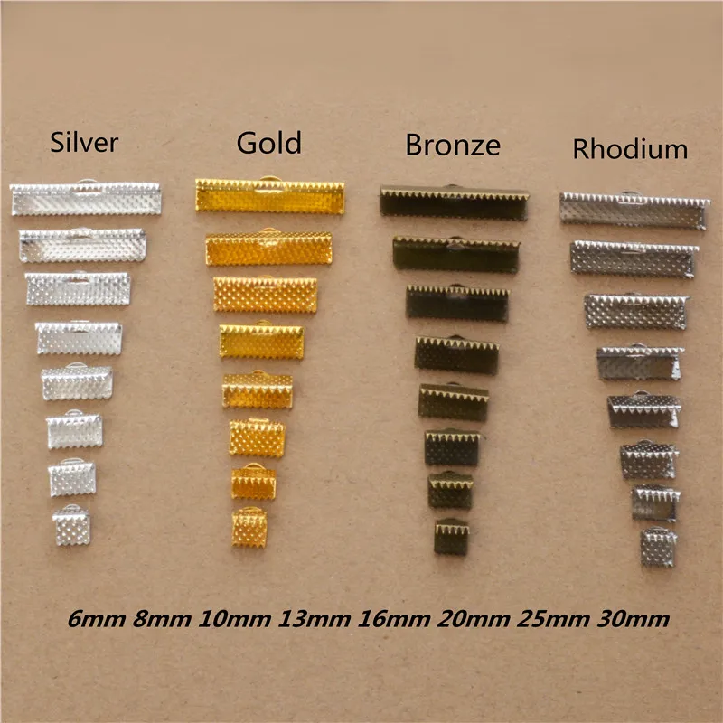 

50pcs Crimp beads cove clasps Cord End Caps String ribbon leather clip Foldover Necklace Bracelet Connectors for jewelry making