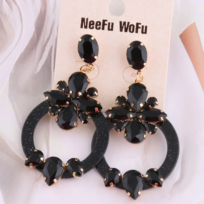 Висячие серьги NeeFu WoFu из смолы брендовые большие с кристаллами длинные