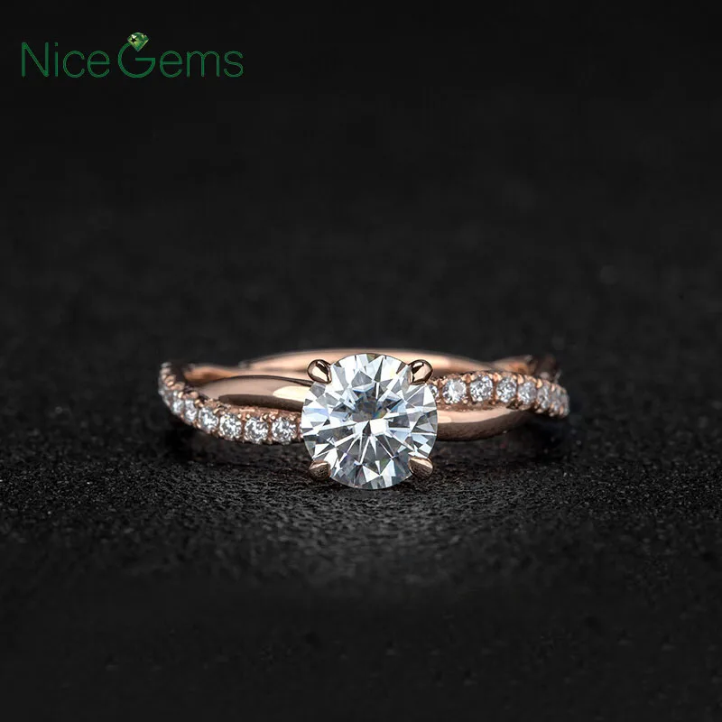Кольцо NiceGems из белого золота или розового с муассанитом 14 к|Кольца| |