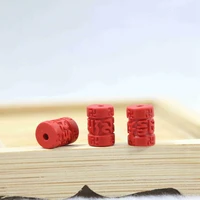 5pcs wholesale price synthetic red cinnabar cylinder column tube pendant carved beads for women jewelry finding accessories b941