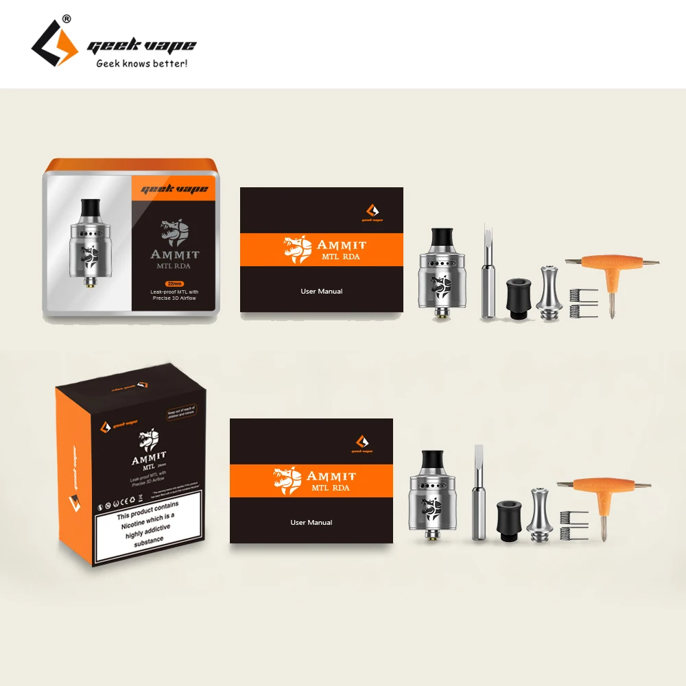 Оригинальный атомайзер Geekvape Ammit MTL RDA Rebuildable Dripping для aegis legend 200w mod 12 Регулировка