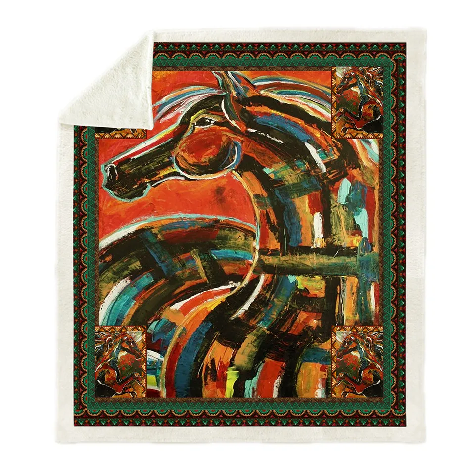 

SOFTBATFY Horse Lover Fleece Throw Blanket Sofa Bedding Blankets Drop Ship