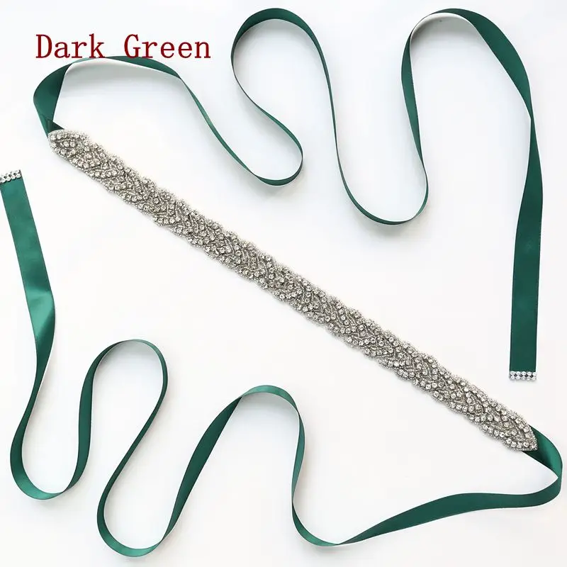 Dark Green Лидер продаж, свадебное платье со стразами, пояс, аксессуары для невесты, подружки невесты, пояса, ремни для свадебного платья - Цвет: Dark Green