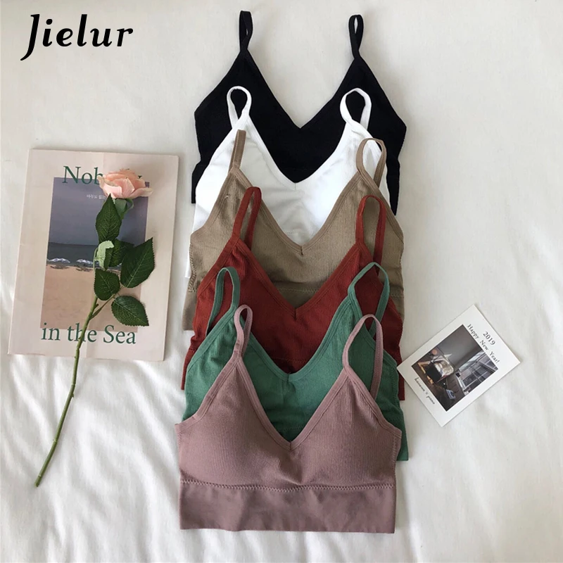 Женский топ бандо Jielur однотонный Топ без бретелек с открытой спинкой на лето 2020