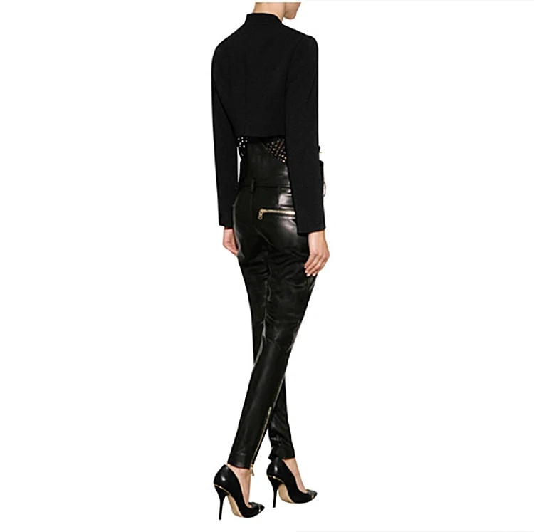 Весна 2020 новый модный бренд высокая талия тонкий слинг искусственная кожа узкие