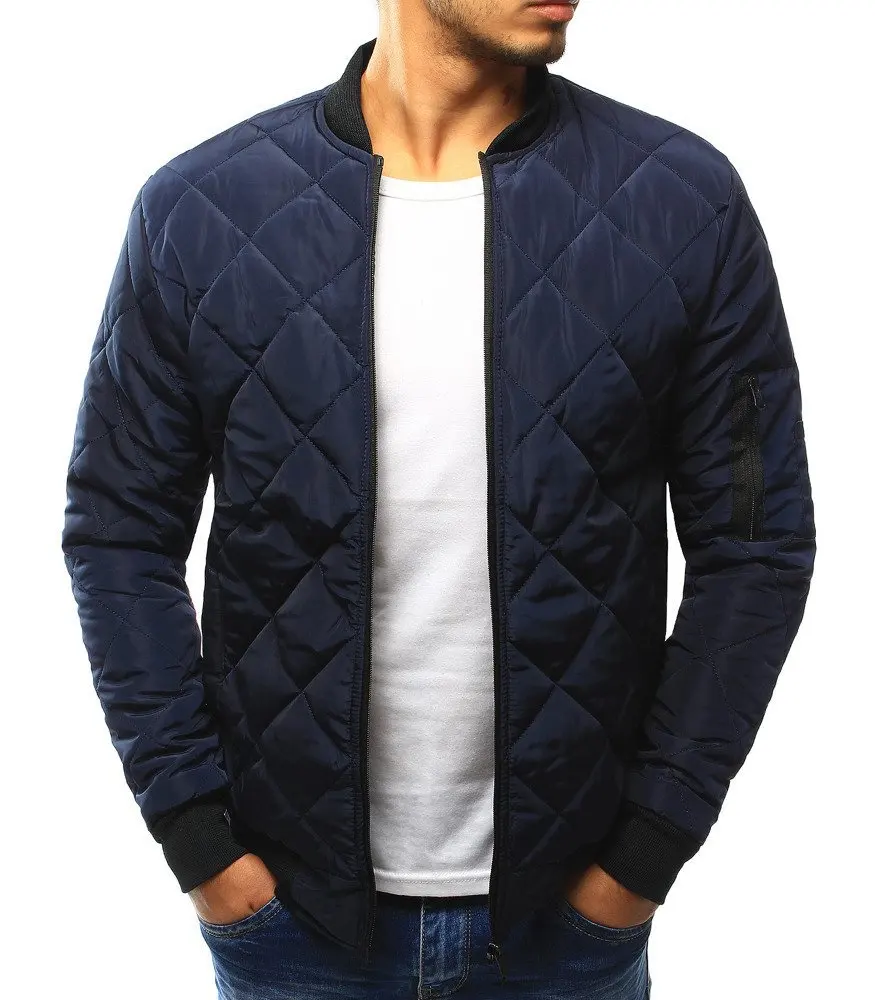 Navy Parka Прямая поставка, зимние куртки, мужские тонкие куртки-бомберы, корейская мода, повседневные одноцветные куртки на молнии, мужские комбинезоны размера плюс - Цвет: Navy Parka