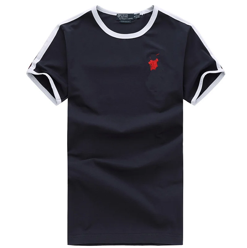 2014 new free shipping men's round neck short sleeve T-shirt embroidery LOGO fashion good quality low price 4-color | Мужская одежда