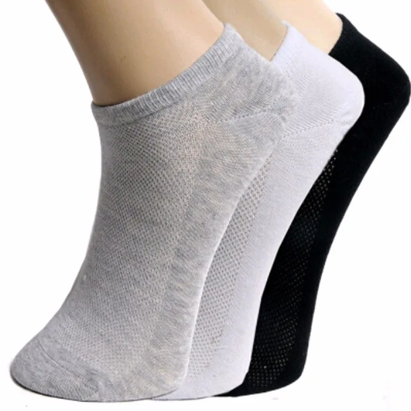 

20pcs=10pair Mens Womens Lady Girl Boy Cotton Net Short Summer Calcetines Mujer White Black Grey Ankle Socks Net Hole Breathable