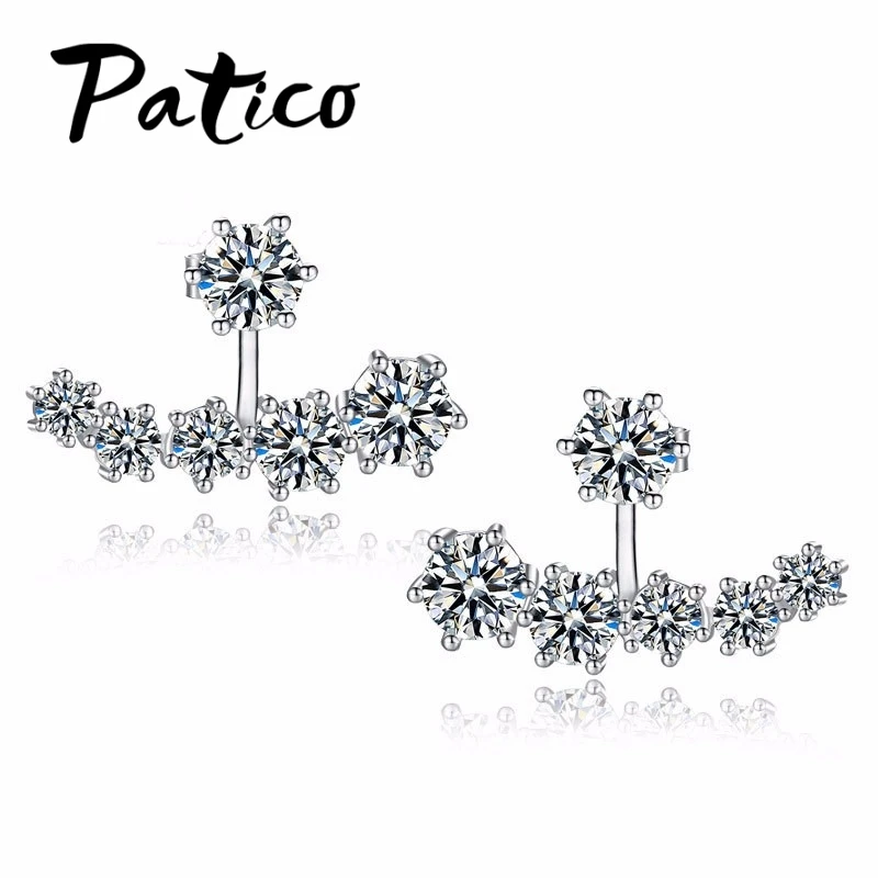 

New Fashion 925 Sterling Silver Shiny Cubic Zirconia Crystal Beads Neckband Stud Earrings for Women Wedding Bijoux Brinco