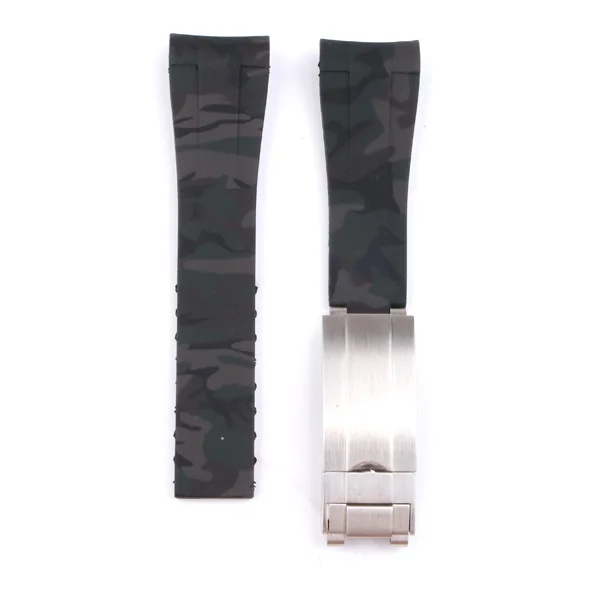 camo army 20mm Камуфляжный, силиконовый ремешок для мужских часов, аксессуары для подводных лодок, водонепроницаемый 20 мм резиновый ремешок для часов с пряжкой, diver oyster - Цвет ремешка: camo army 20mm