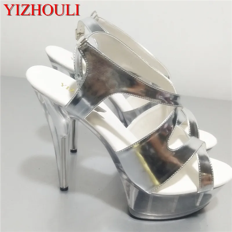 

bigger sizes shoes crystal high-heeled shoes 15 cm heel/platform sandal model shows shoes