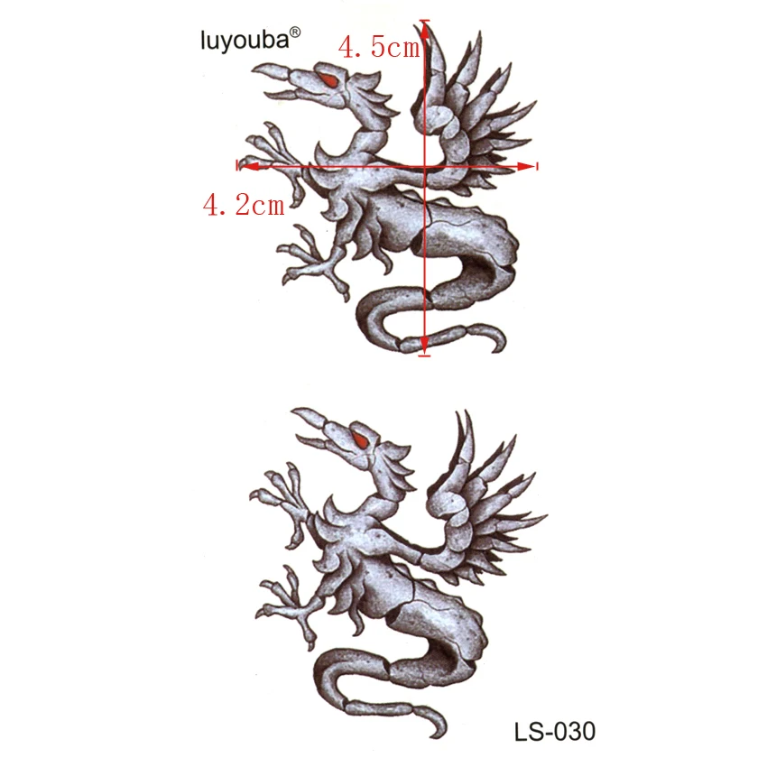 Мужские татуировки Dragon fossil водостойкие временные в стиле Харадзюку|fake tatto|flash tattoo