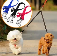 adjustable nylon dog double leashes lead two dogs collar leash for puppy cat pet harness 8 colors wholesales