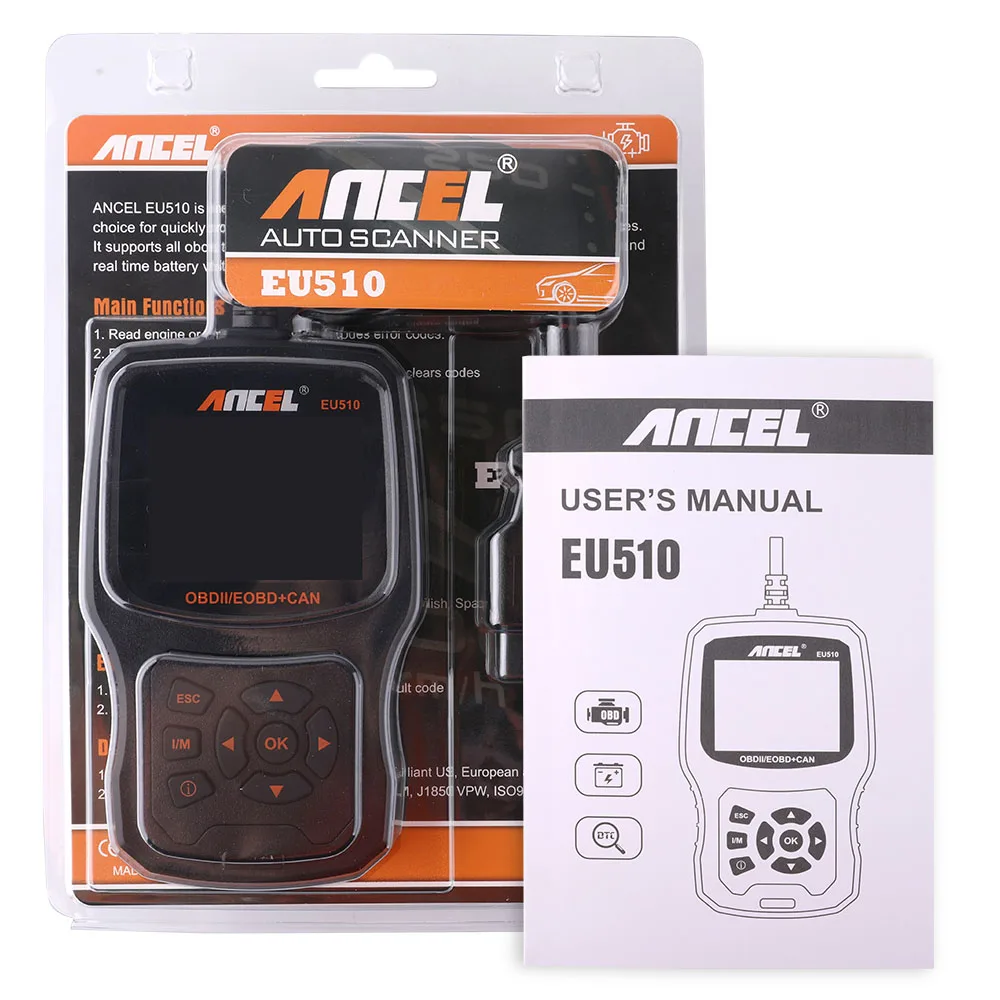 Ancel EU510 Ancel EU510 OBD2 сканер Диагностический Автомобильный Код двигателя считыватель ODB2 OBD диагностический сканер Muiti-language диагностический инструмент - Цвет: Ancel EU510