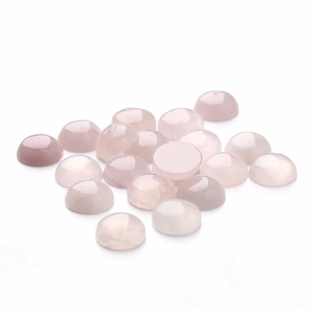 

20pcs/lot 6/8/10/12/18/20/25mm Pink Natural Crystal Quartz Stone Cabochons Beads Round Flat Beads fit DIY Jewelry Findings