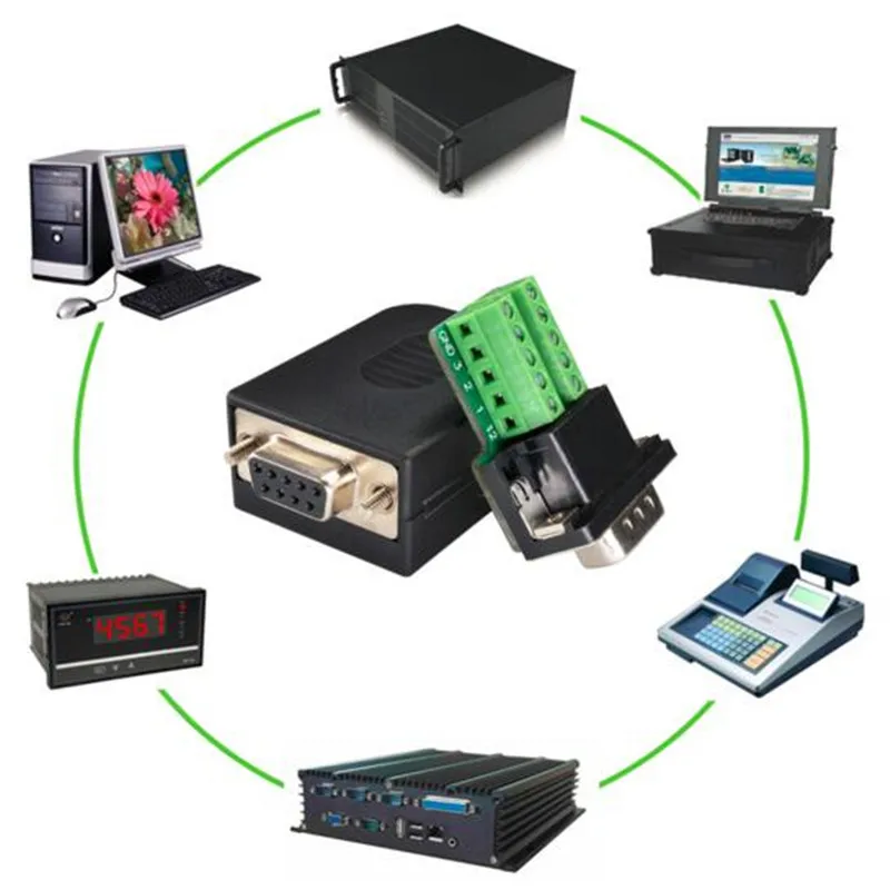 Последовательный DB9 RS232 COM разъем Женский Мужской Solderless терминал 9pin коммутационная плата с винтовой оболочкой крышка