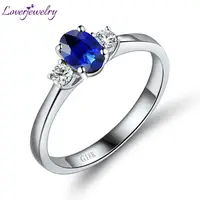 Solid 18K/Au750 White Gold Natural Blue Sapphire Ring Diamond Engagement Sapphire Ring For Sale WU220