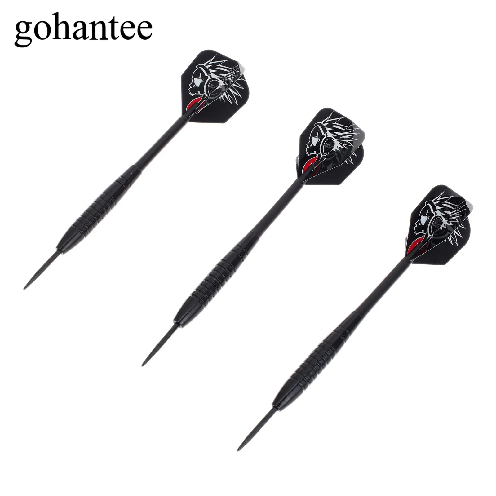 

gohantee 3pcs 22g Standard Steel Needle Tip of Darts Plastic Shaft with Nice High Quanlity Laser Reflective Dart Flights Black
