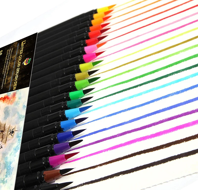 48 акварельные кисти ручки школьные принадлежности канцелярские художественный