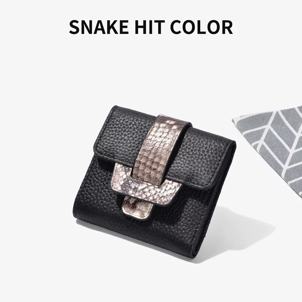 Women Wallets Short Wallet Ladies Genuine Leather Leopard Black Purse Wallet Female Women Zipper Purse Card Holder Cartera Mujer