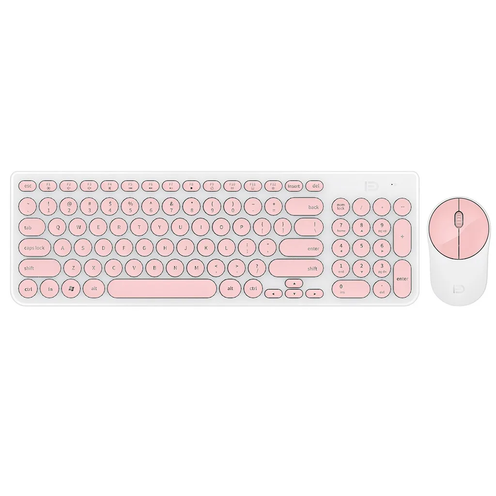 2,4G Беспроводная клавиатура и мышь набор USB Эргономика игра круглый панк Keycap клавиатура мышь Ik6630 - Цвет: Розово-красный