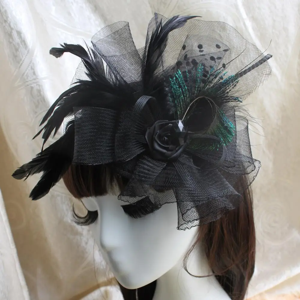 Модная черная Готическая Женская сетчатая шляпа для вечеринки свадебные шапки с