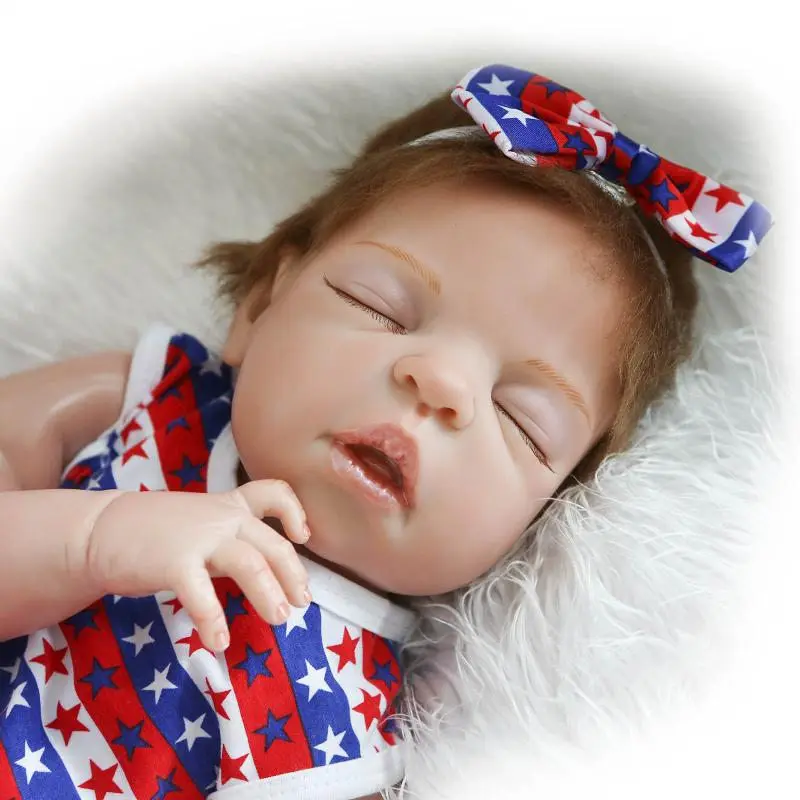 55 см силиконовая кукла для новорожденной спящей девочки Реалистичная малышки Bebe