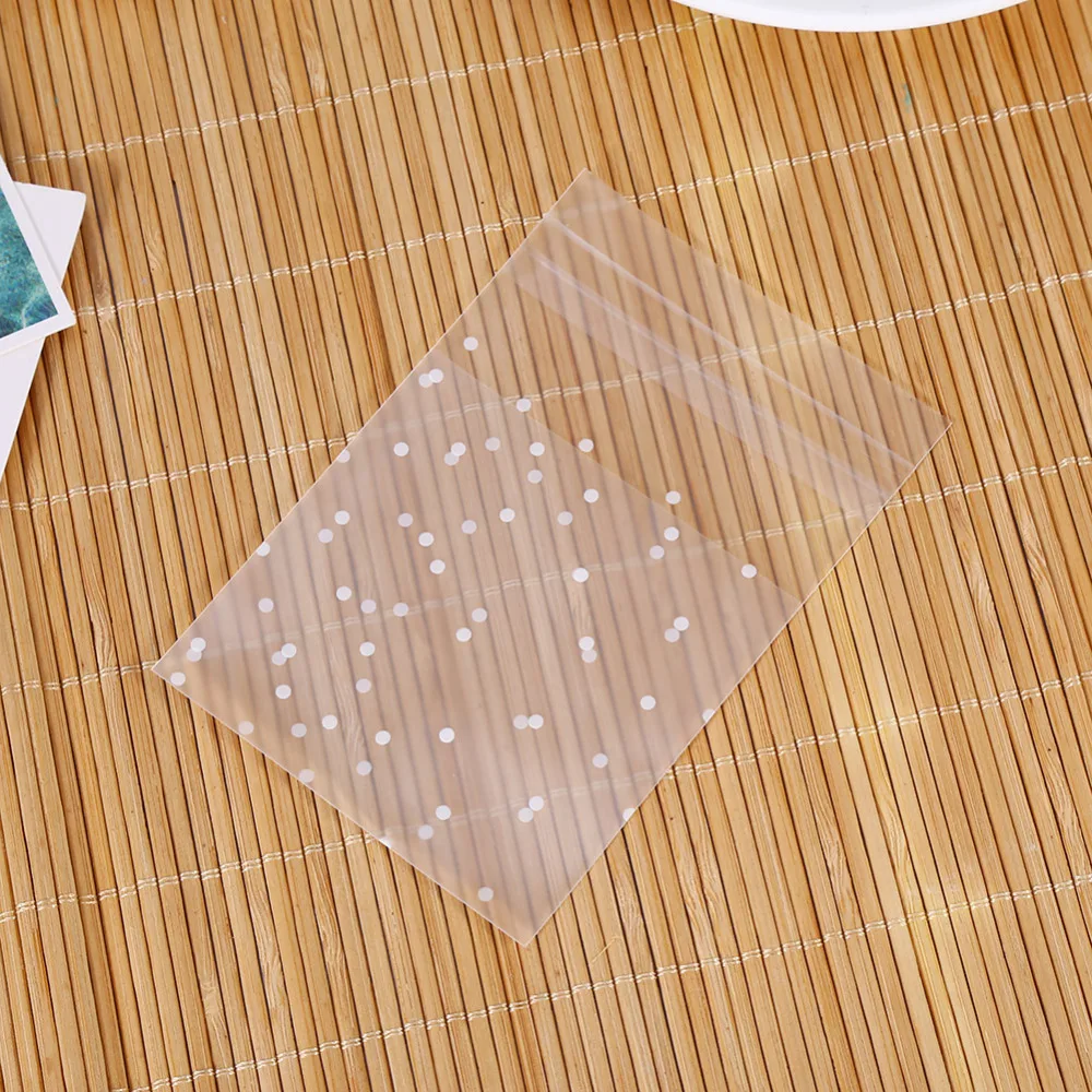 100 шт./лот пакеты для печенья конфет в белый горошек матовый пластиковый