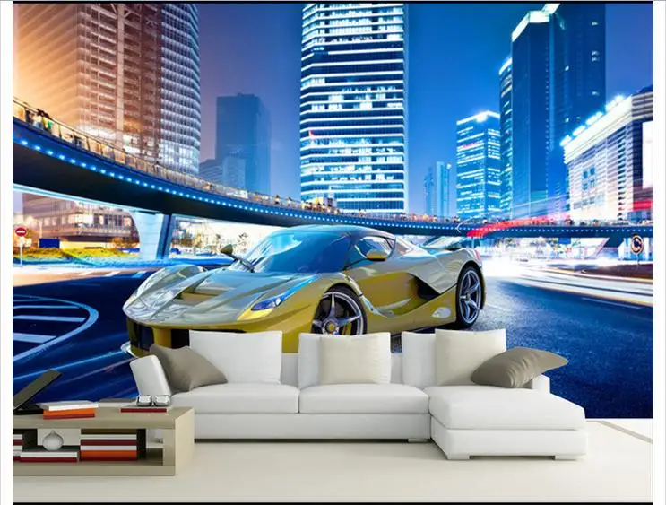 3d фото обои на заказ настенные фрески крутой спортивный автомобиль фон обои|Обои|