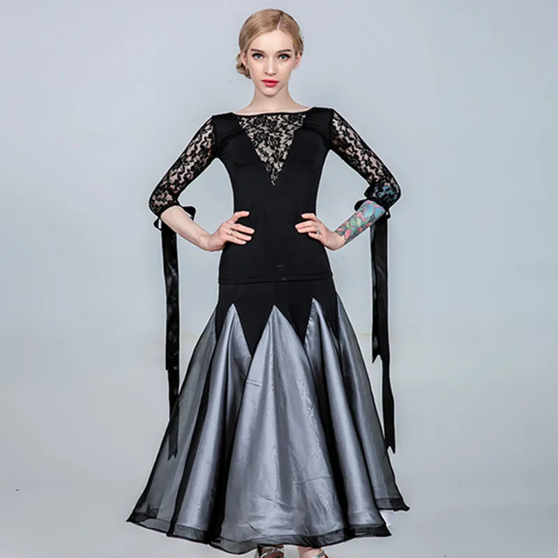 White set Бальная юбка для женщин Фламенко юбка испанский Танцы платье юбка для вальса Одежда для танцев женские Танцы костюмы кружево Танцы стандартная юбка - Цвет: White set
